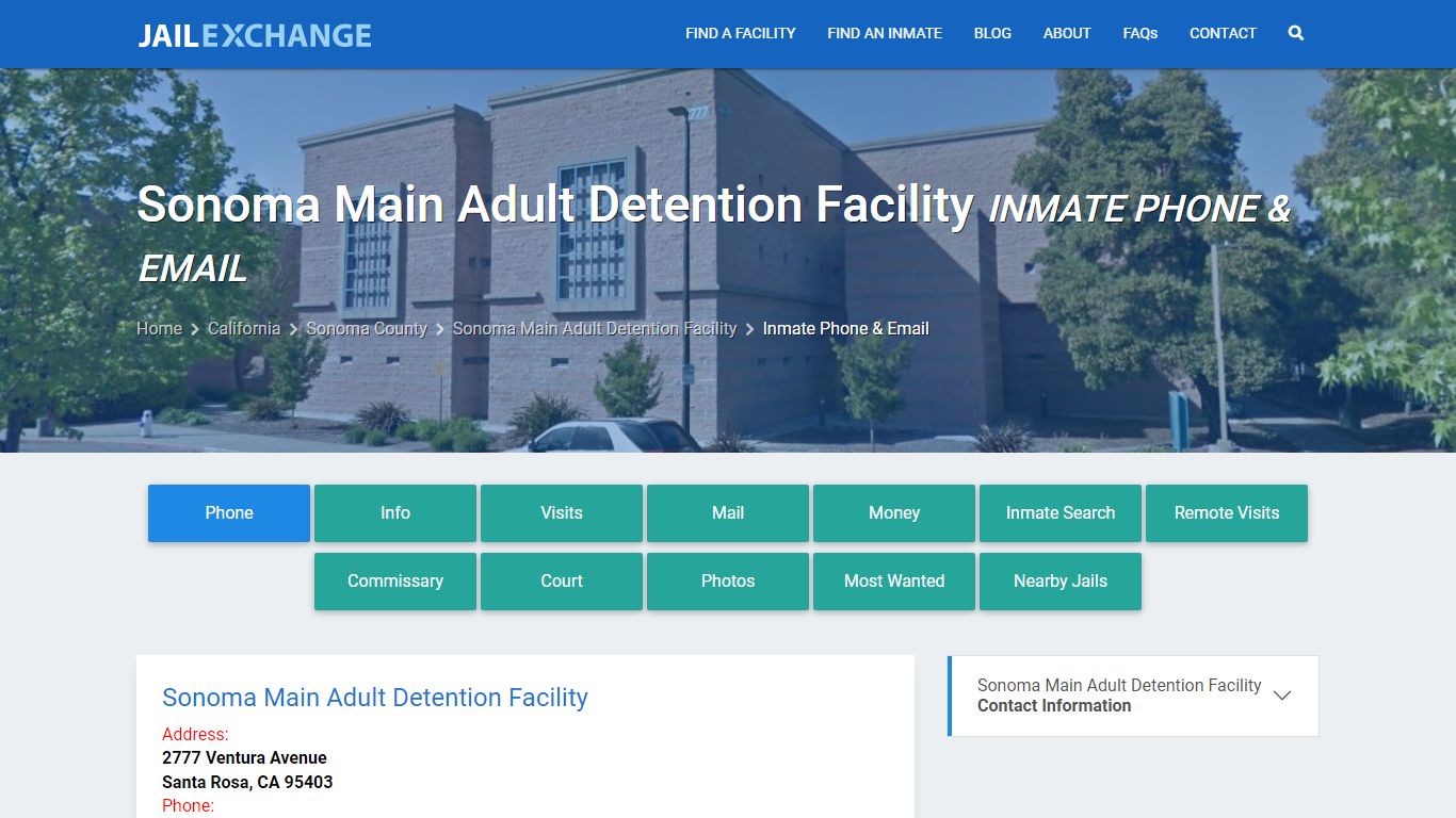 Inmate Phone - Sonoma Main Adult Detention Facility, CA - Jail Exchange